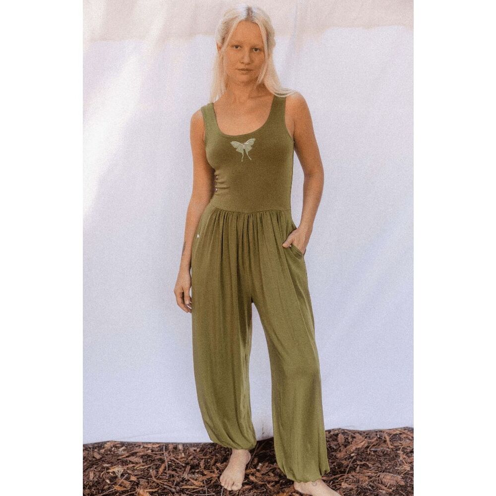 Purusha People Green Light Within Golden Goddess Jumpsuit Women's Size Small